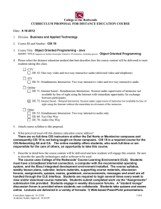 College of the Redwoods CURRICULUM PROPOSAL FOR DISTANCE EDUCATION COURSE Date: