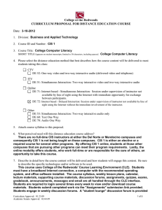 College of the Redwoods CURRICULUM PROPOSAL FOR DISTANCE EDUCATION COURSE Date: