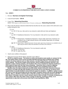 College of the Redwoods CURRICULUM PROPOSAL FOR DISTANCE EDUCATION COURSE Date: