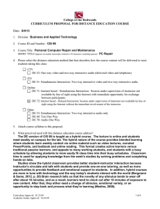 College of the Redwoods CURRICULUM PROPOSAL FOR DISTANCE EDUCATION COURSE Date: