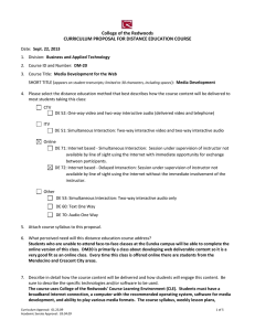 College of the Redwoods CURRICULUM PROPOSAL FOR DISTANCE EDUCATION COURSE