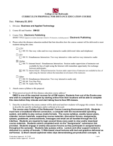 College of the Redwoods CURRICULUM PROPOSAL FOR DISTANCE EDUCATION COURSE Date: