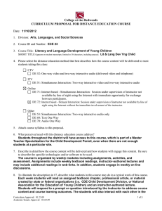 College of the Redwoods CURRICULUM PROPOSAL FOR DISTANCE EDUCATION COURSE Date:
