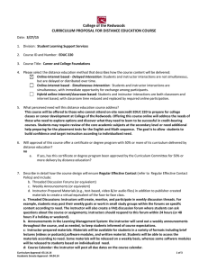 College of the Redwoods CURRICULUM PROPOSAL FOR DISTANCE EDUCATION COURSE