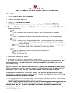 College of the Redwoods CURRICULUM PROPOSAL FOR DISTANCE EDUCATION COURSE Date: