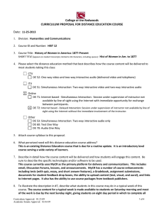 College of the Redwoods CURRICULUM PROPOSAL FOR DISTANCE EDUCATION COURSE Date: