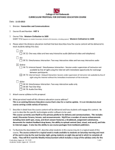 College of the Redwoods CURRICULUM PROPOSAL FOR DISTANCE EDUCATION COURSE Date: