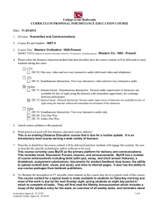 College of the Redwoods CURRICULUM PROPOSAL FOR DISTANCE EDUCATION COURSE Date: