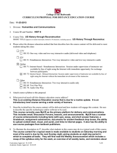 College of the Redwoods CURRICULUM PROPOSAL FOR DISTANCE EDUCATION COURSE Date: