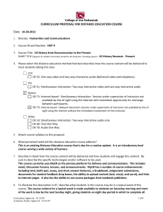 College of the Redwoods CURRICULUM PROPOSAL FOR DISTANCE EDUCATION COURSE Date: