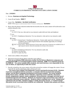 College of the Redwoods CURRICULUM PROPOSAL FOR DISTANCE EDUCATION COURSE Date: