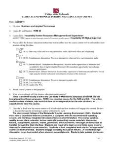 College of the Redwoods CURRICULUM PROPOSAL FOR DISTANCE EDUCATION COURSE Date: