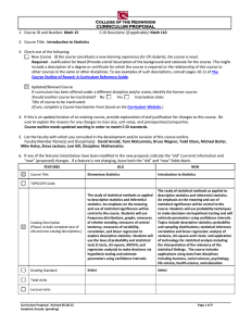 College of the Redwoods CURRICULUM PROPOSAL Math 15