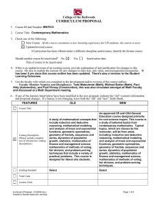 CURRICULUM PROPOSAL College of the Redwoods