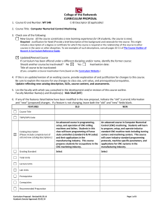 College of the Redwoods CURRICULUM PROPOSAL