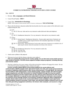 College of the Redwoods CURRICULUM PROPOSAL FOR DISTANCE EDUCATION COURSE Date: