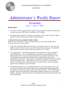 Administrator’s Weekly Report Economy June 5 — June 11, 2004