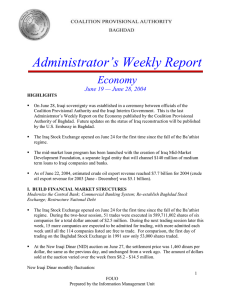 Administrator’s Weekly Report Economy June 19 — June 28, 2004