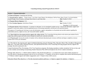 Counseling/Advising Annual Program Review 2012/13  Section 1 - Program Information