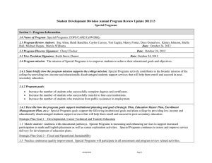 Student Development Division Annual Program Review Update 2012/13