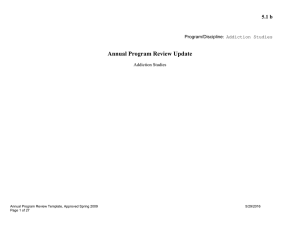 Annual Program Review Update 5.1 b  Addiction Studies