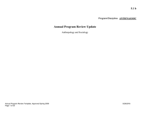 Annual Program Review Update 5.1 b ANTH/NAS/SOC
