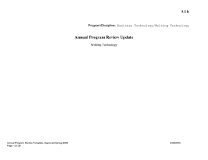 Annual Program Review Update 5.1 b  Welding Technology
