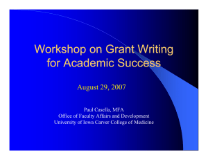 Workshop on Grant Writing for Academic Success