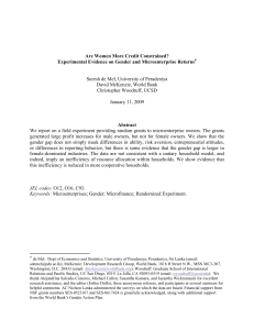 Are Women More Credit Constrained? Suresh de Mel, University of Peradeniya