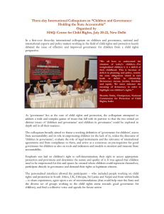 Three-day International Colloquium on “Children and Governance: Holding the State Accountable”