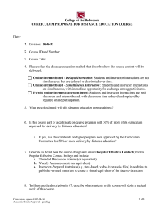 College of the Redwoods CURRICULUM PROPOSAL FOR DISTANCE EDUCATION COURSE Select
