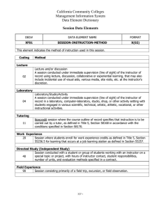 California Community Colleges Management Information System Data Element Dictionary Session Data Elements