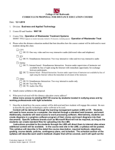 College of the Redwoods CURRICULUM PROPOSAL FOR DISTANCE EDUCATION COURSE Date: