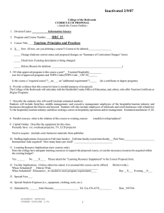 Inactivated 2/9/07 HRC 15 Tourism: Principles and Practices