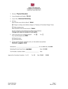 Physical Education PE 41C Advanced Swimming Select