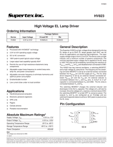 HV823 High Voltage EL Lamp Driver Ordering Information Features