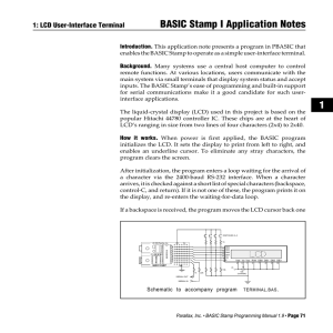 BASIC Stamp I Application Notes 1: LCD User-Interface Terminal
