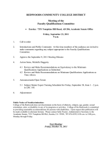REDWOODS COMMUNITY COLLEGE DISTRICT Meeting of the Faculty Qualifications Committee