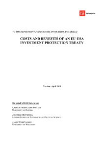 COSTS AND BENEFITS OF AN EU-USA INVESTMENT PROTECTION TREATY