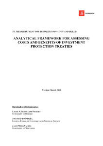 ANALYTICAL FRAMEWORK FOR ASSESSING COSTS AND BENEFITS OF INVESTMENT PROTECTION TREATIES