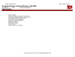 Program Review, Annual Review, Fall 2007 Table of Contents