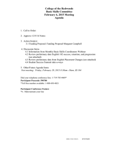 College of the Redwoods Basic Skills Committee February 6, 2015 Meeting Agenda