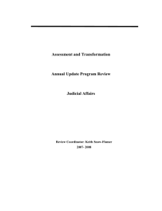 Assessment and Transformation Annual Update Program Review Judicial Affairs