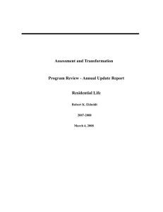 Assessment and Transformation  Program Review - Annual Update Report Residential Life