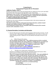 Instructional Program Review Document Addiction Studies (ADCT)