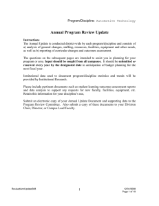 Annual Program Review Update