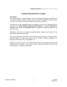 Annual Program Review Update