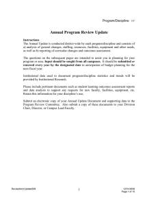 Annual Program Review Update