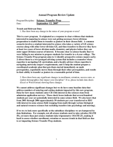 Annual Program Review Update Science Transfer Prep September 12, 2007