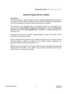 Annual Program Review Update